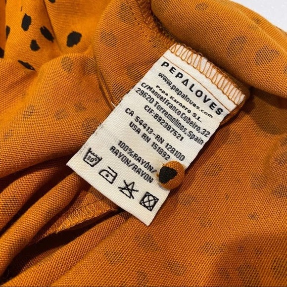 Pepaloves by Anthropologie Women Mustard Cheetah Baby Doll High Waist Dress M - Picture 10 of 11